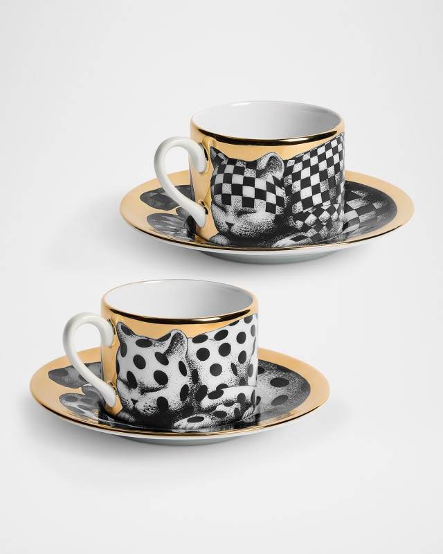 High Fidelity Tea Cups & Saucers, Set of 2